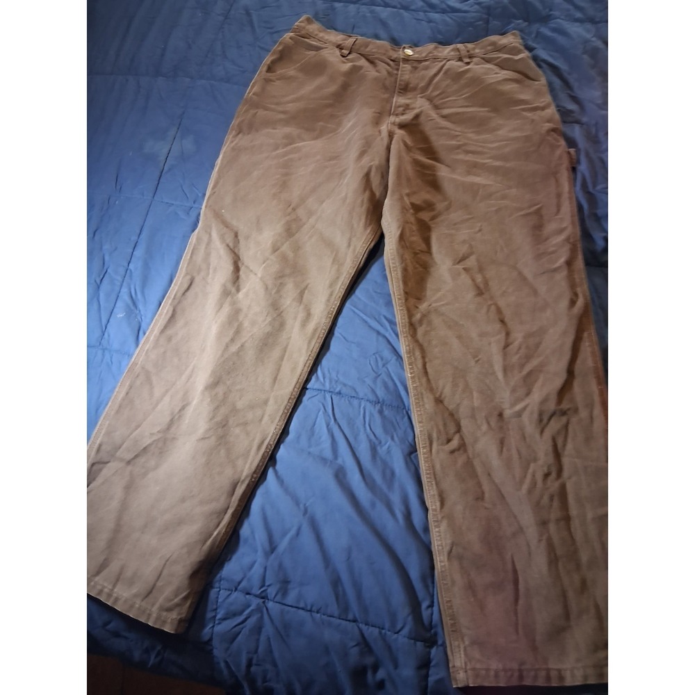 SAFTBAK Flannel Lined Carpenter Painter Pants Mens 38x32 Relaxed Fit Duck Canvas